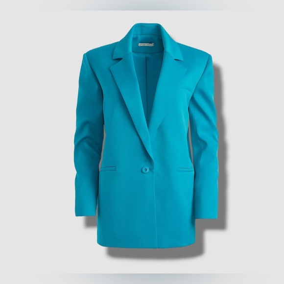 Alice + Olivia Women's Blue Shan Solid Oversized Blazer Jacket Coat Size 0 - Picture 3 of 6